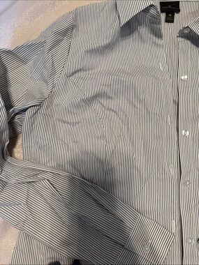 Women’s Blue Stripe Button-Down Dress Shirt